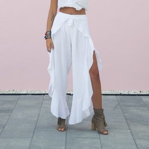 White flowy beach pants